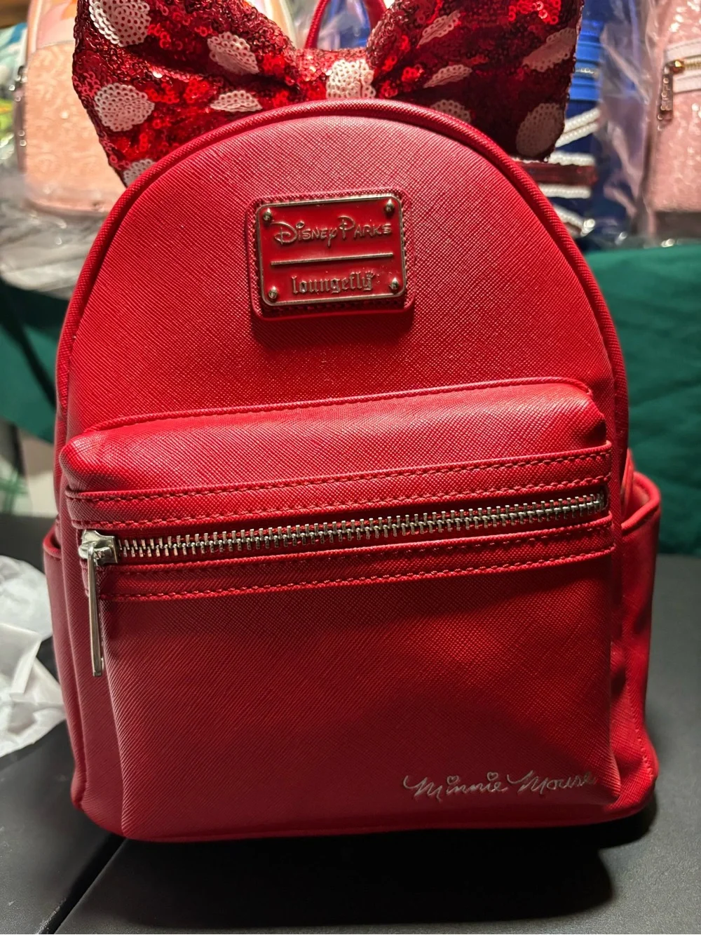 Loungefly Red Minnie Sequin Bow Mini Backpack